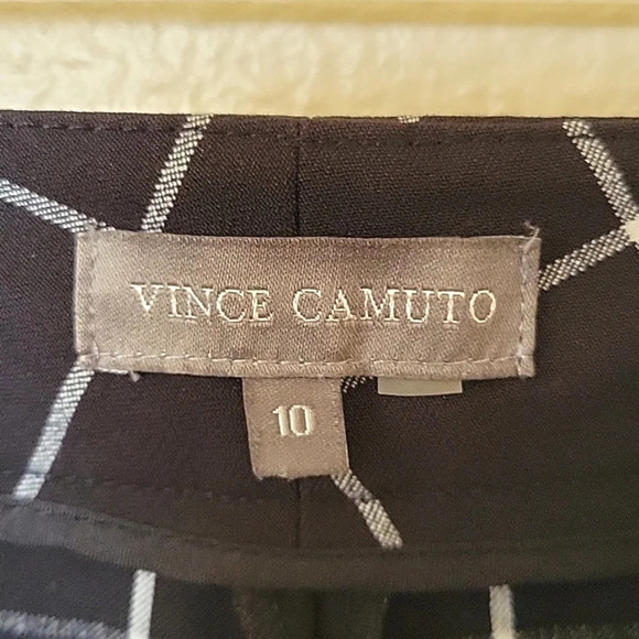 Vince Camuto Womens Black Grid Print Pants Academia Career Office - Size 10 - Picture 8 of 9